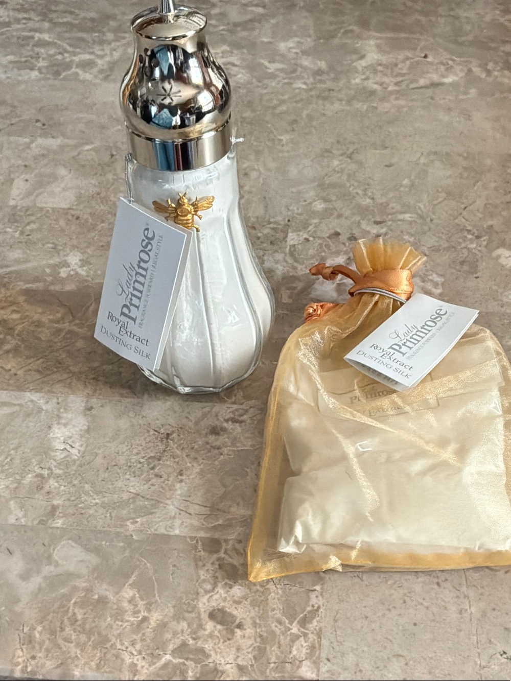 Lady Primrose Gold & White Dusting Silk Set - Women Bath & Body